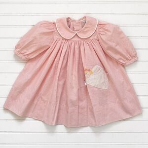 THE BAILEY BOYS EUC Appliqué Fairy Peter Pan Collar Gingham Dress